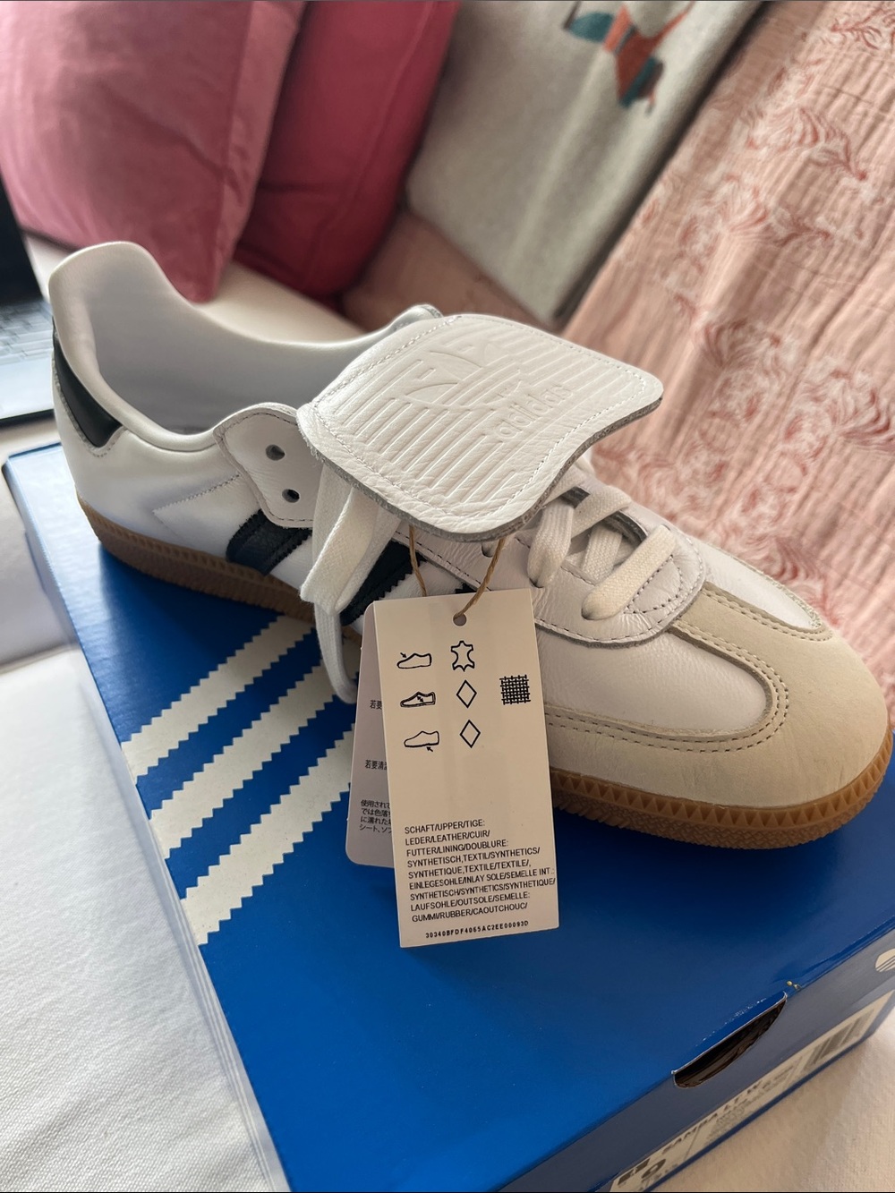 Adidas White and Black Classic Sneakers with Gum Sole